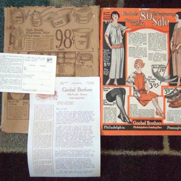 Gimbels CATALOG - SUMMER THRIFT 1922-1923 fashion, homewares, WATCHES, PENS +++ - Picture 1 of 5